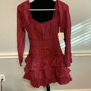 Altar'd State Burgundy Layered Dress